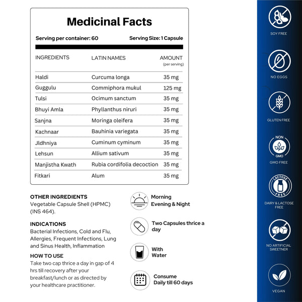 बैक्टीरियल संक्रमण के लिए इन्फेनिल - शाकाहारी कैप्सूल | सर्दी, खांसी, फ्लू से राहत