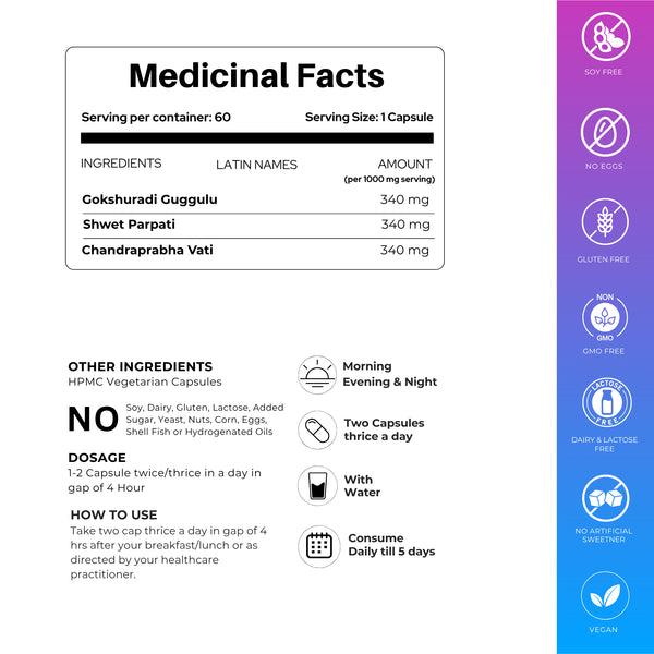यूरी-फ्लो कैप्सूल | शाकाहारी कैप्सूल | किडनी को डिटॉक्सीफाई करें | पथरी को खत्म करें |