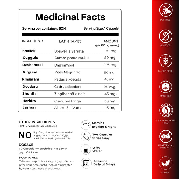 री-मूव कैप्सूल | शाकाहारी कैप्सूल | मांसपेशियों और कंकाल के दर्द से राहत