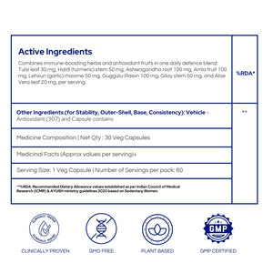 इम्यूनिक्स प्राकृतिक इम्युनिटी बूस्टर | 8+ अर्क का इम्युनिटी मिश्रण | बैक्टीरिया और वायरस से लड़ने के लिए प्रतिरक्षा में सुधार करता है