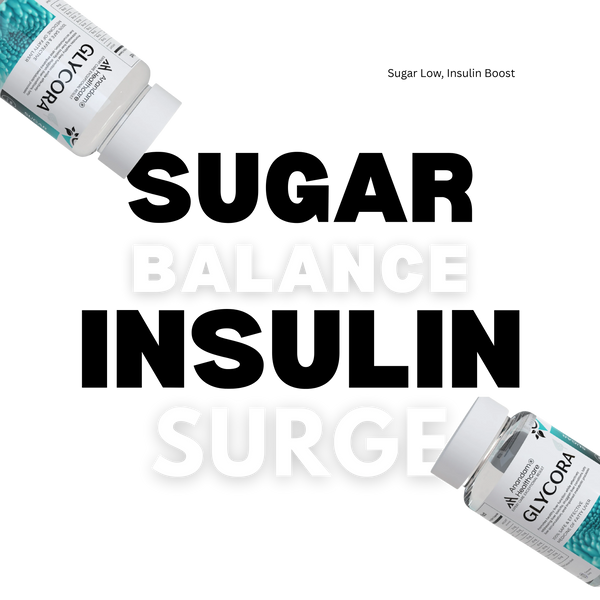 Bottle of GLYCORA, an Ayurvedic supplement for natural blood sugar management and glucose balance