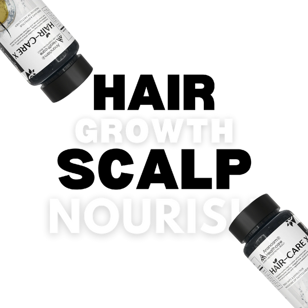 Bottle of HAIR-CARE X, an Ayurvedic herbal oil for natural hair growth and hairfall control.