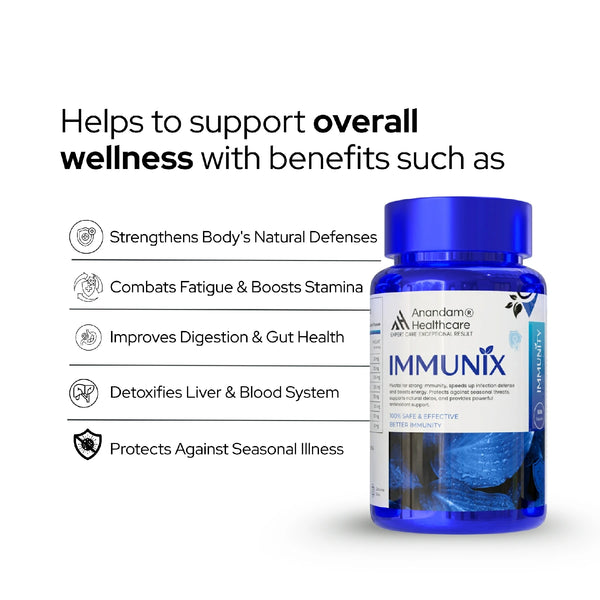 इम्यूनिक्स प्राकृतिक इम्युनिटी बूस्टर | 8+ अर्क का इम्युनिटी मिश्रण | बैक्टीरिया और वायरस से लड़ने के लिए प्रतिरक्षा में सुधार करता है