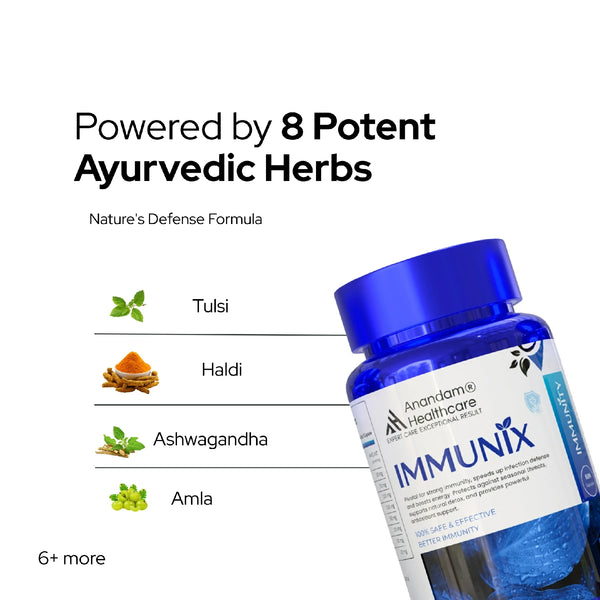 इम्यूनिक्स प्राकृतिक इम्युनिटी बूस्टर | 8+ अर्क का इम्युनिटी मिश्रण | बैक्टीरिया और वायरस से लड़ने के लिए प्रतिरक्षा में सुधार करता है
