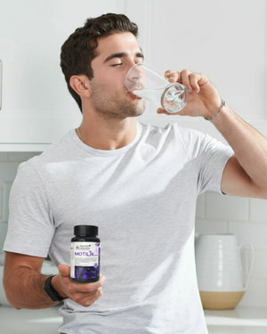 MOTILIX Ayurvedic male vitality and fertility supplement capsule bottle.