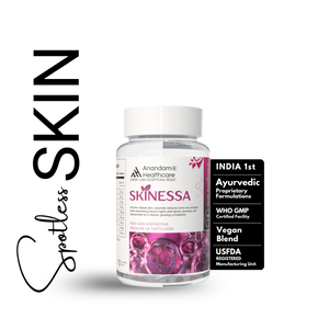 Bottle of SKINESSA, an Ayurvedic skin detox supplement for natural radiance and clear skin